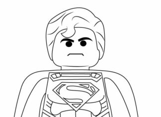 Kolorowanka Postać Superman z Lego klocków dla chłopców do wydruku