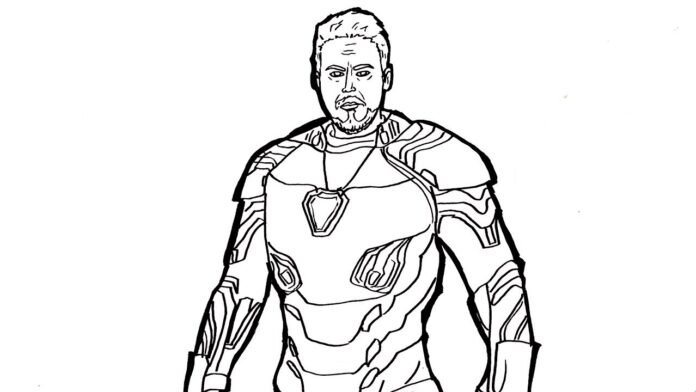 Livro para colorir caracteres Tony Stark para impressão