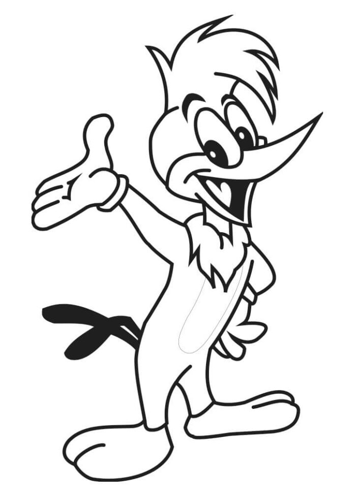 Woody Woodpecker - kreslená postavička na vyfarbovanie