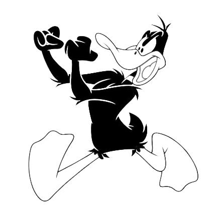 Kreslená postavička Daffy na vyfarbenie pre deti na vytlačenie