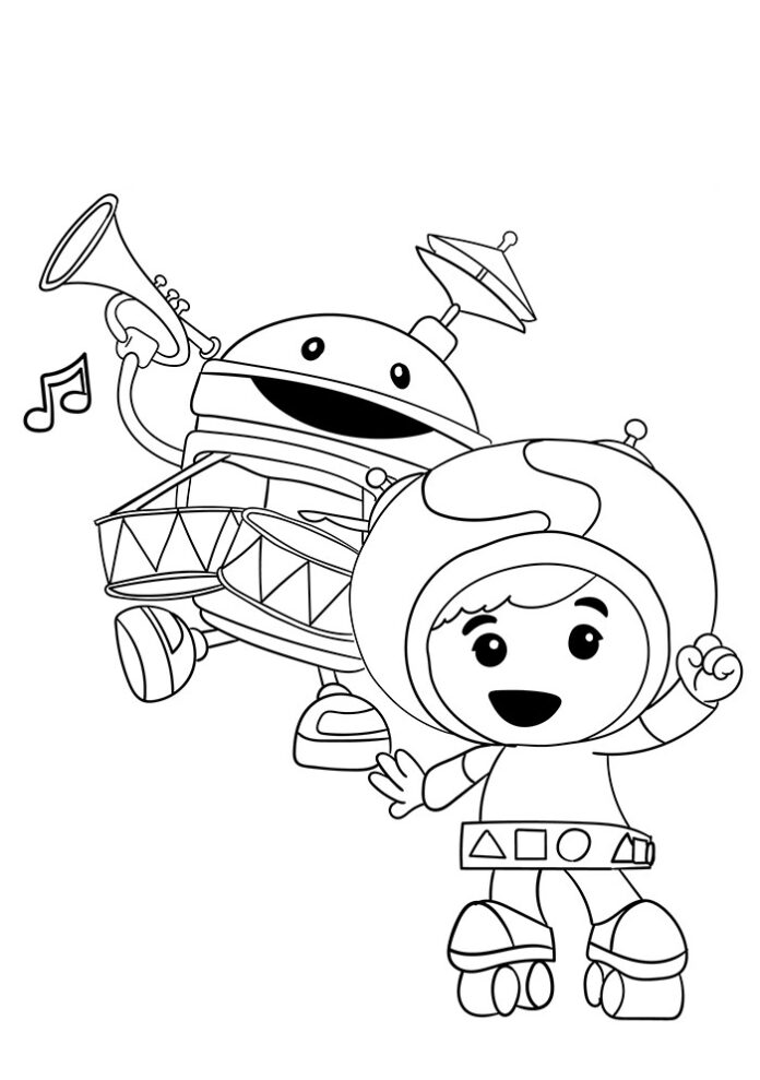 Geo és Bot karakterek kifestőkönyve az Umizoomi-tól
