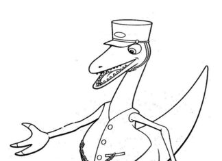 Livro de colorir personagens do trem dos dinossauros