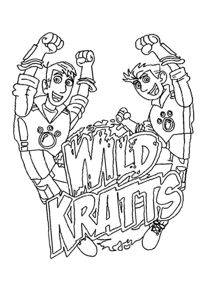 Livro para colorir personagens de Kratts selvagens para crianças