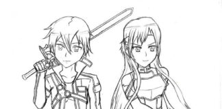 Livro para colorir personagens do anime Sword Art Online