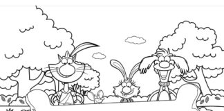 Libro para colorear personajes de dibujos animados de Nature Cat