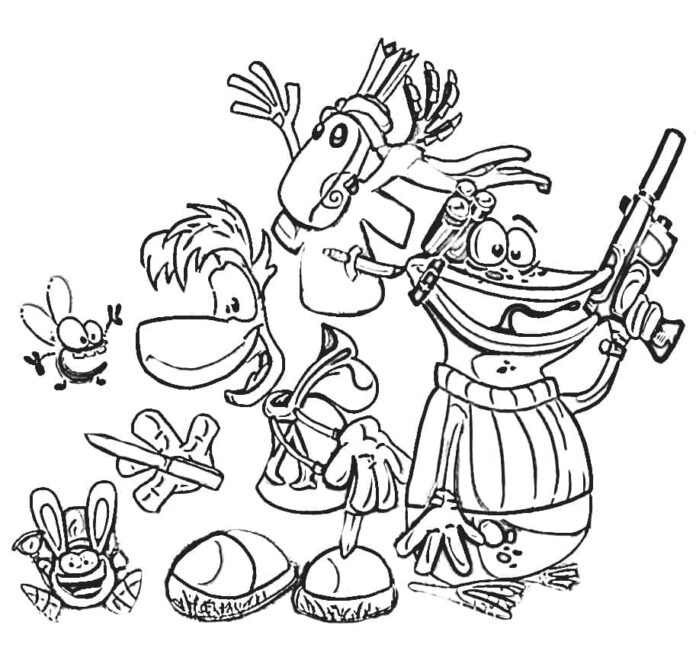 Rayman game characters coloring book to print