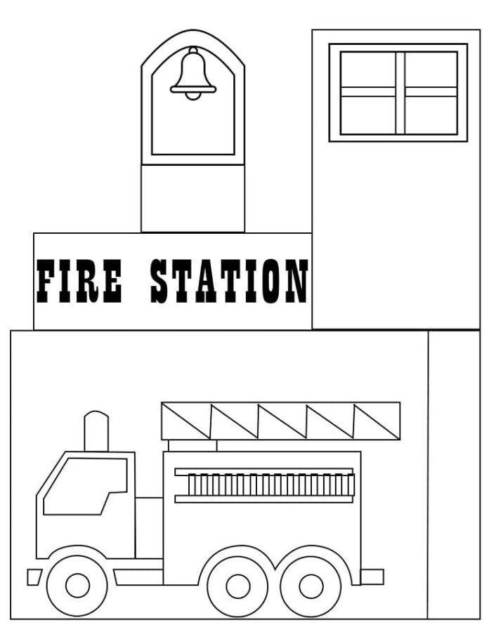 Fire station coloring book for kids to print