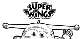 Malebog Mød figurerne fra Super Wings tegnefilmen