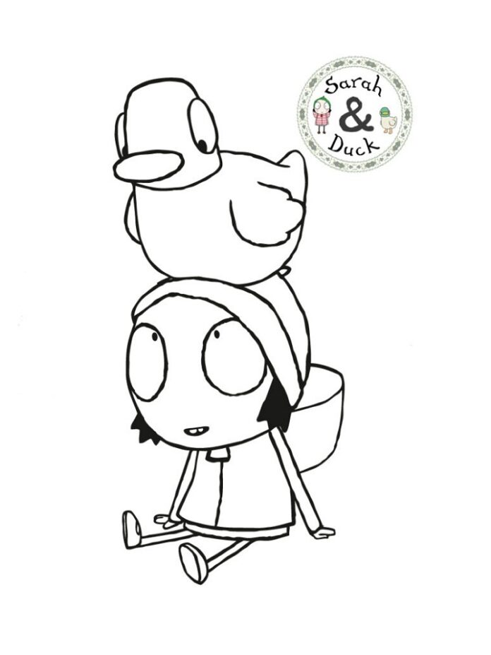 Livro de colorir Amigos Sarah e Duckling