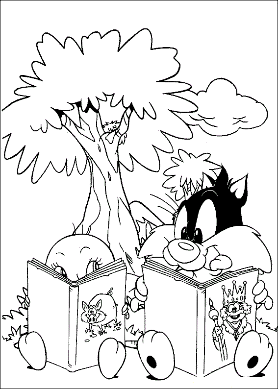 Coloring Book Friends Tweety and New Year's Eve
