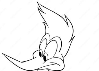 Woody Woodpecker kreslený pták omalovánky pro děti k vytisknutí