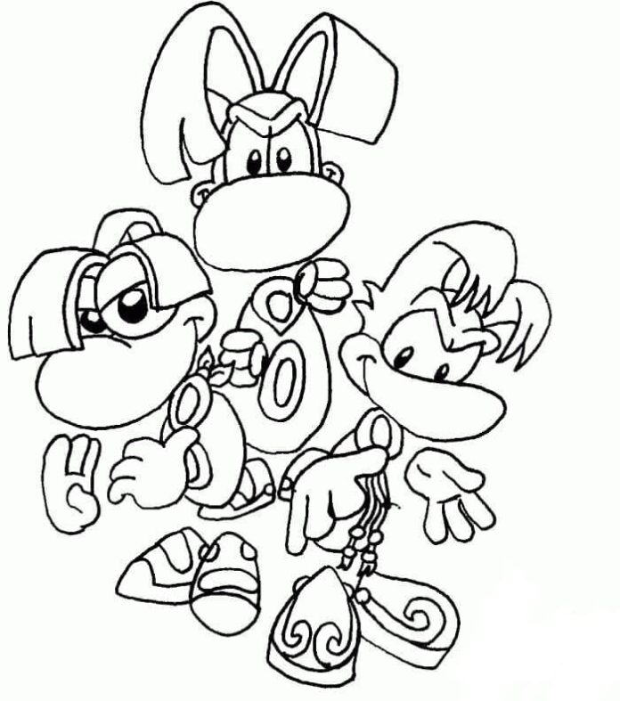 Rayman és barátai nyomtatható kifestőkönyv