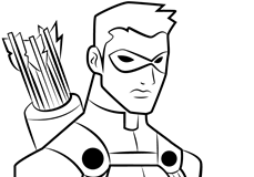 Farvelægningsbog om Red Arrow fra Young Justice til tryk