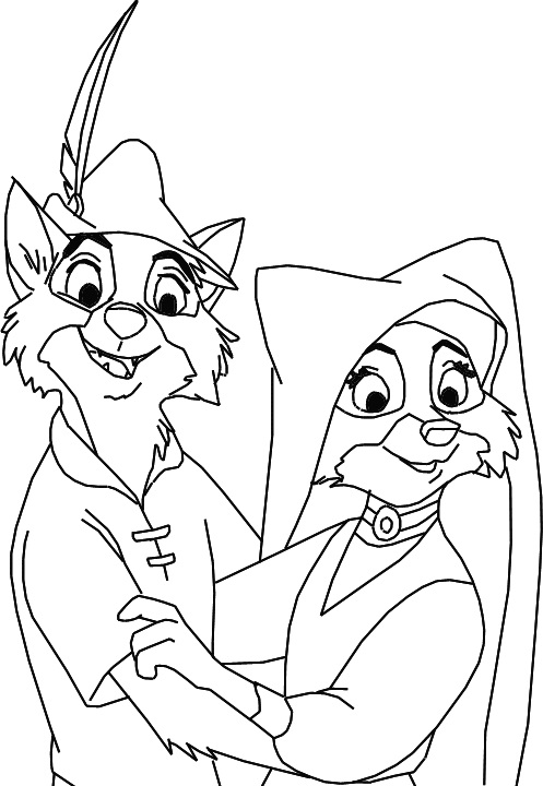 Farvelægningsbog til udskrivning Robin Hood og prinsessen