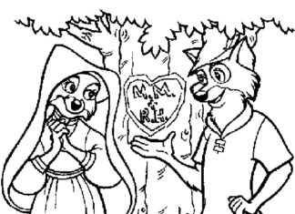 Libro da colorare stampabile Robin Hood nella foresta