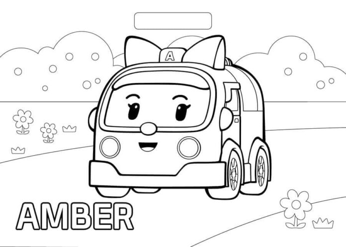 Robocar Poli Amber coloring book for girls to print