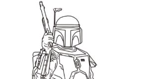 Jango Fett armed robot coloring book to print