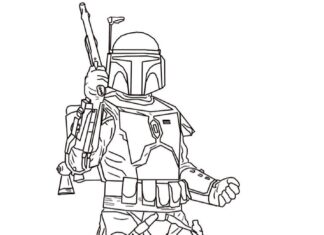 Jango Fett armed robot coloring book to print