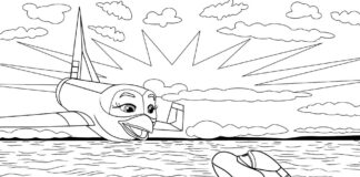アニメ「スペースレーサー」のロビンとイーグルの塗り絵