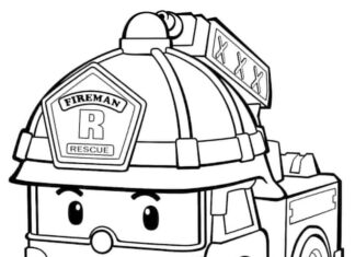 Libro para colorear Camión de bomberos Robocar Poli