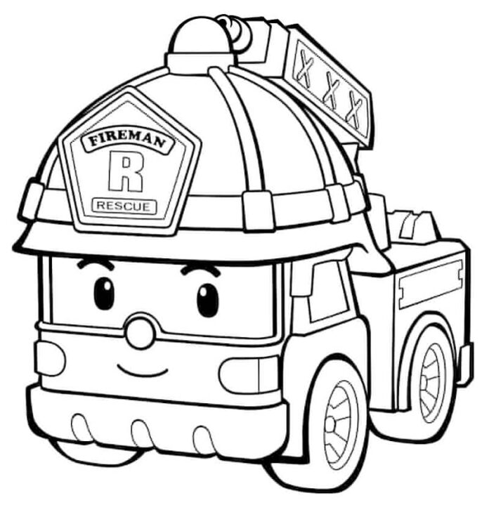 Livre à colorier Camion de pompiers Robocar Poli