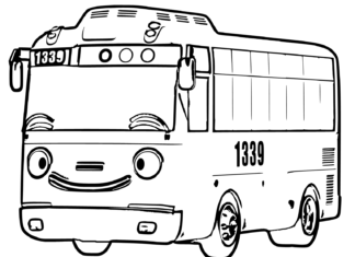 Libro para colorear Imprimible coche Tayo el pequeño autobús