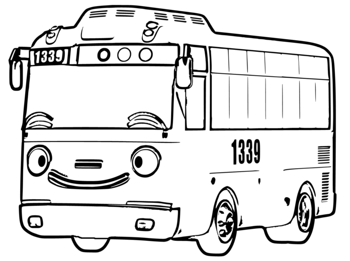 Livro para colorir Carro Tayo, o Pequeno Ônibus, imprimível