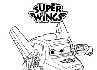 Färgbok för Paul Plane som kan skrivas ut från Super Wings