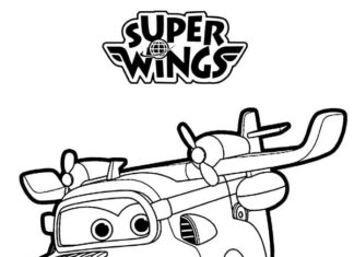 Nyomtatható színezőkönyv Repülőgépek és helikopterek a Super Wings-től