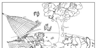 Livre de coloriage à imprimer Scène du conte de fées Les Trois Petits Cochons