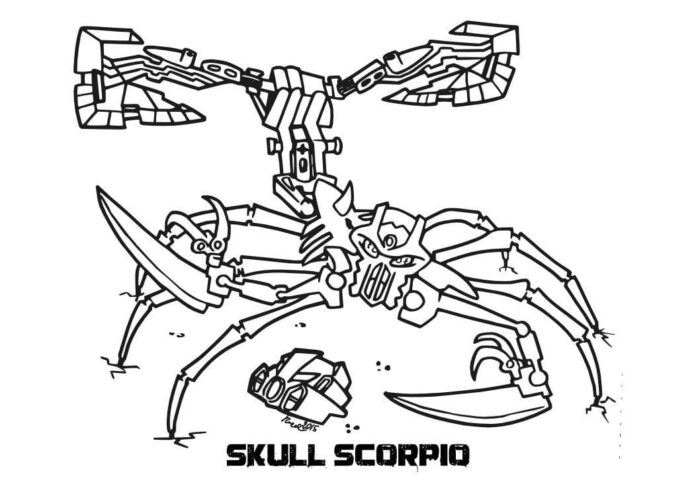 Lebka Scorpio Bionicle omalovánky k vytisknutí