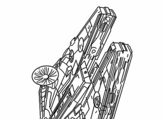 Vytlačenie vymaľovánky vesmírnej lode Millennium Falcon