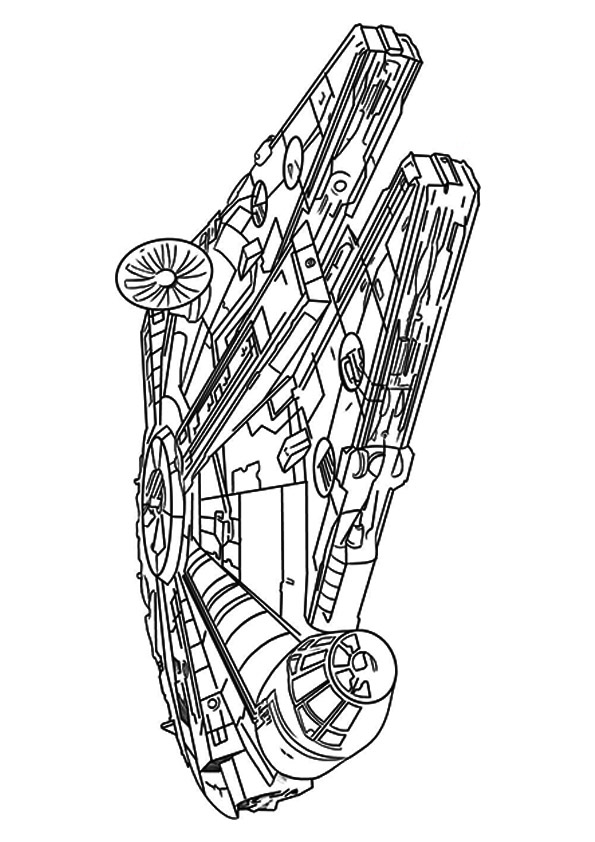 Livre à colorier imprimable sur le vaisseau spatial Millennium Falcon