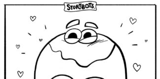 StoryBots Super Songs colorindo personagens de livros de contos de fadas