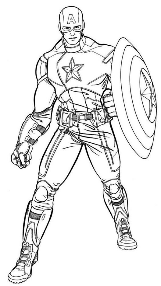 Libro da colorare stampabile del supereroe Capitan America