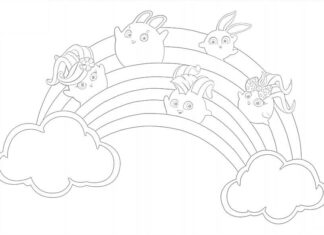 Rainbow and Sunny Bunnies coloring book for kids to print