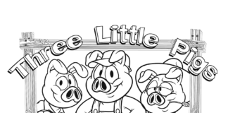 De tre små grisarna - en målarbok
