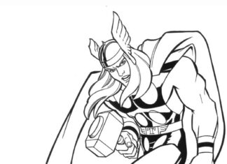 Thor coloring book cartoon character for kids