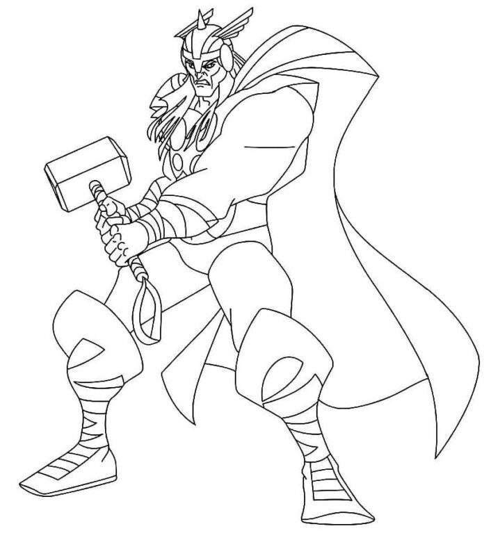 Kolorowanka Thor z kreskówki do druku