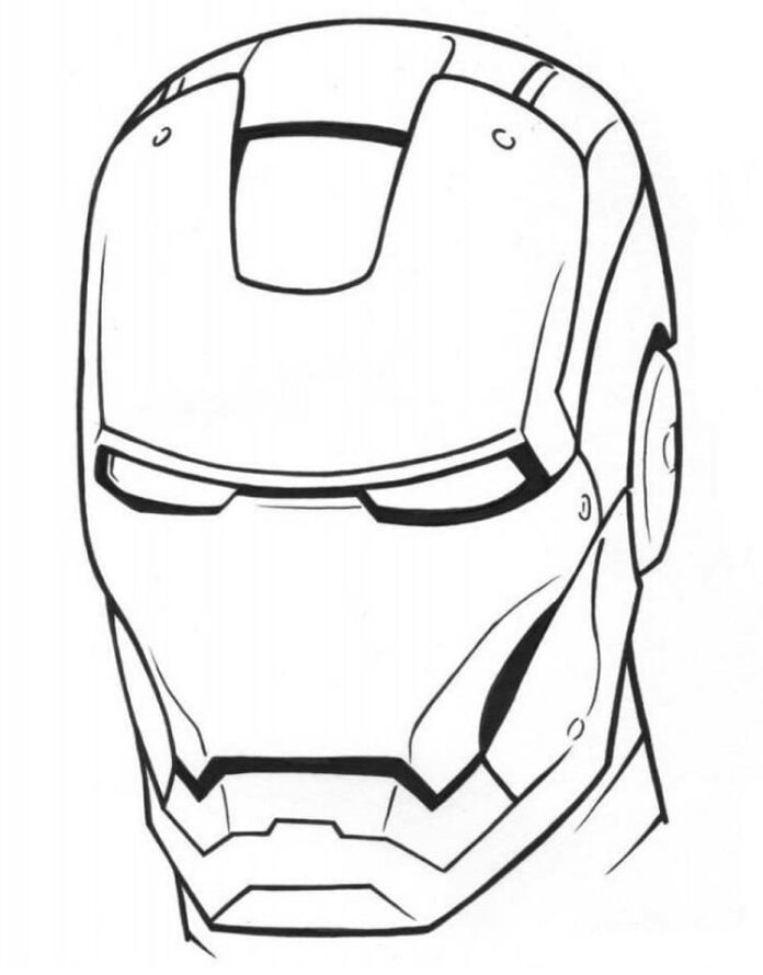 Printable coloring book Tony Stark and his mask