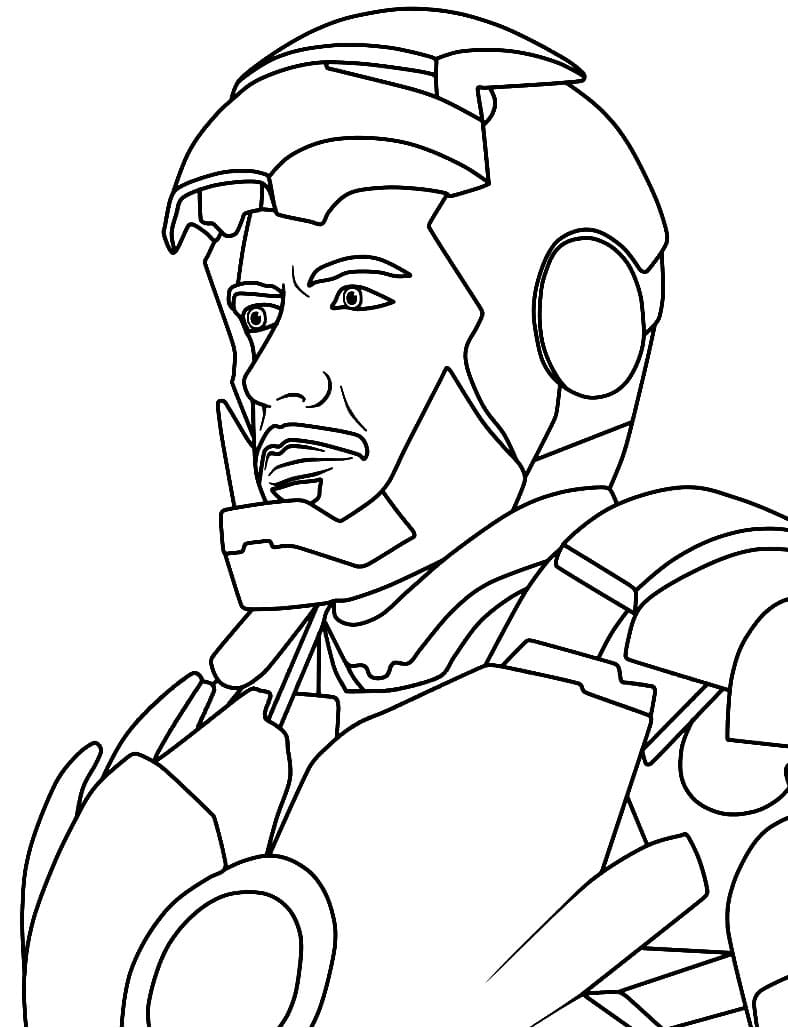 Tony Stark coloring book as Iron Man to print and online