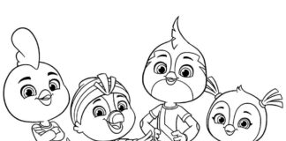 Top Wing coloring book Bird Academy characters