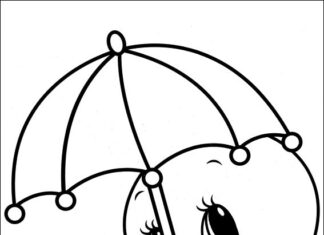 Omaľovánka Tweety s dáždnikom