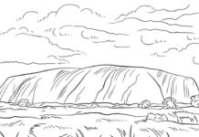 Livro para colorir Uluru ou Ayers Rock para imprimir