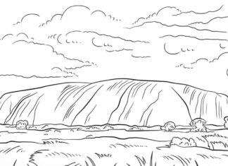 Livro para colorir Uluru ou Ayers Rock para imprimir