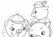 Coloring Book Merry and Funny The Three Little Pigs