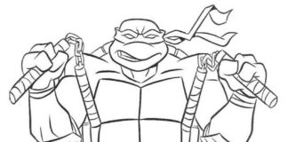 Michelangelo Ninja Turtles Warrior Farvelægningsbog til udskrivning