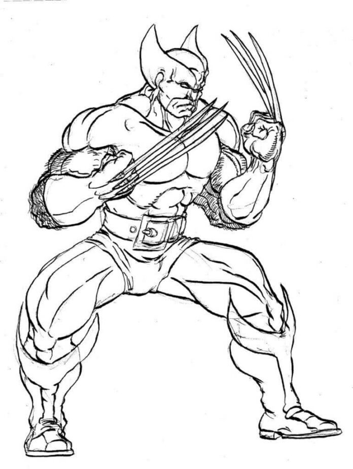 Livro para colorir Wolverine Warrior para crianças