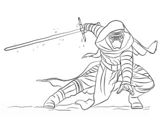 Kylo Ren meč bojovník omaľovánky na tlač