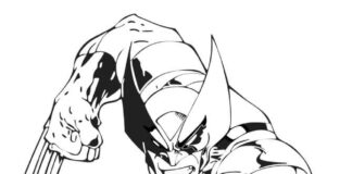 Wolverine hyökkää kynsillä tulostettava värityskirja